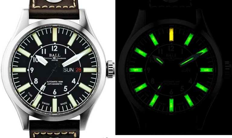 Ball's watches donning the latest Gaseous Tritium Light Source (GTLS), using Tritium vials containing phosphors.